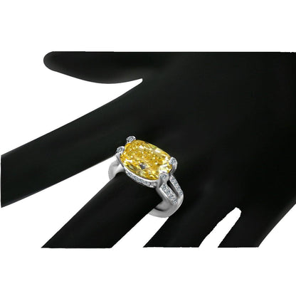 8 CT cushion-cut cubic zirconia modern ring in sterling silver, alternate view, 635R71487