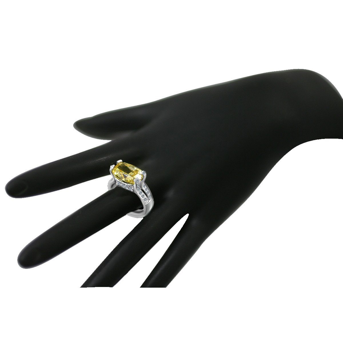 8 CT cushion-cut cubic zirconia modern ring in sterling silver, alternate view, 635R71487