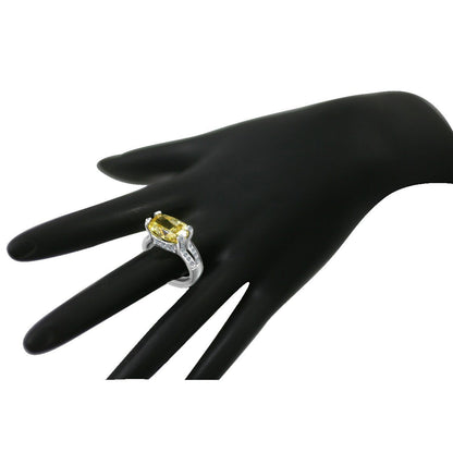 8 CT cushion-cut cubic zirconia modern ring in sterling silver, alternate view, 635R71487
