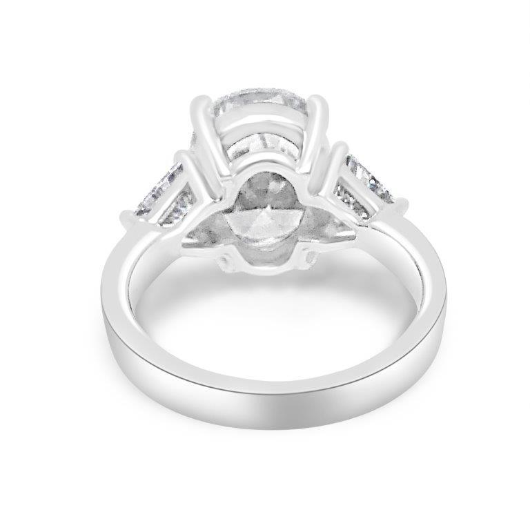 8 CT oval cubic zirconia three-stone engagement ring in sterling silver, alternate view, 635R13010