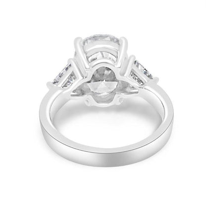 8 CT oval cubic zirconia three-stone engagement ring in sterling silver, alternate view, 635R13010