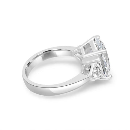 8 CT oval cubic zirconia three-stone engagement ring in sterling silver, alternate view, 635R13010