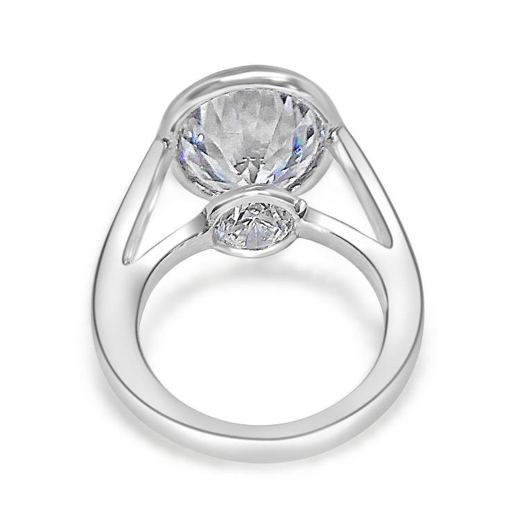 8 CT round cubic zirconia kissing double-stone bezel ring in sterling silver, alternate view, 546RKISS