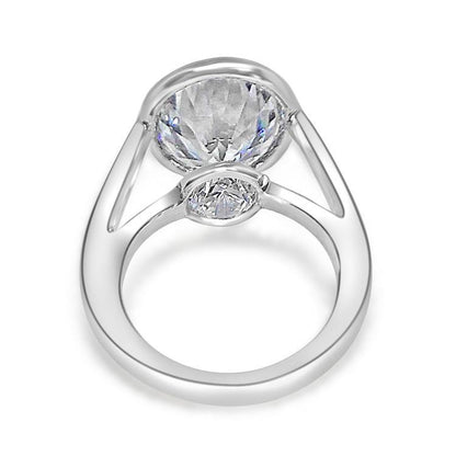 8 CT round cubic zirconia kissing double-stone bezel ring in sterling silver, alternate view, 546RKISS