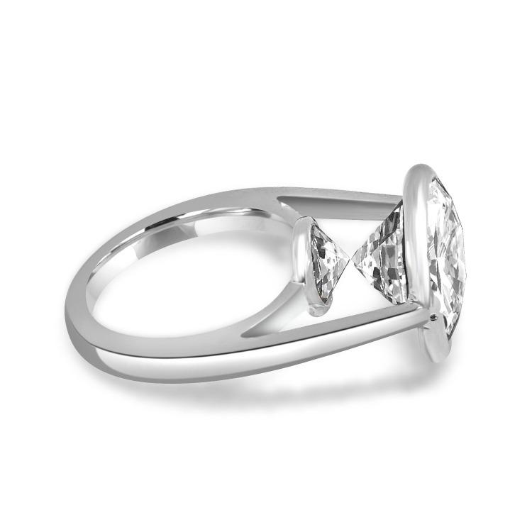 8 CT round cubic zirconia kissing double-stone bezel ring in sterling silver, alternate view, 546RKISS
