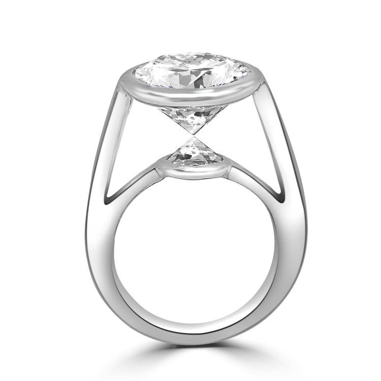 8 CT round cubic zirconia kissing double-stone bezel ring in sterling silver, alternate view, 546RKISS