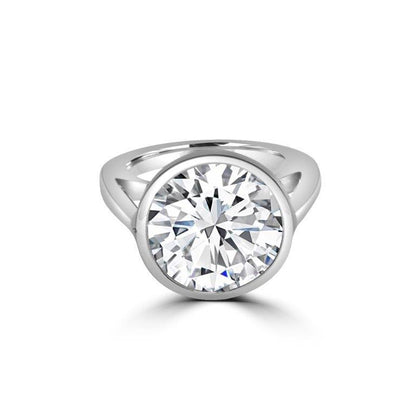 8 CT round cubic zirconia kissing double-stone bezel ring in sterling silver, main view, 546RKISS