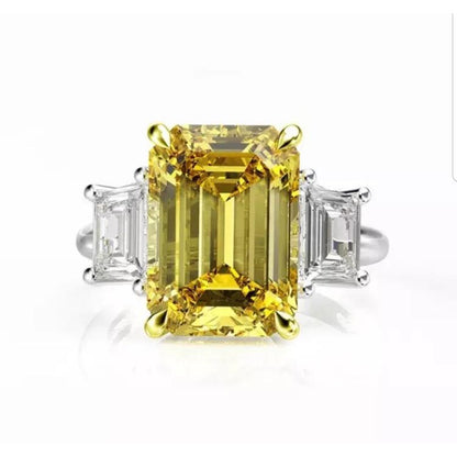 9 CT emerald-cut cubic zirconia three-stone ring in sterling silver, alternate view, 801R9002