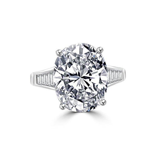 9 CT oval cubic zirconia cocktail ring in sterling silver, main view, 635R71613