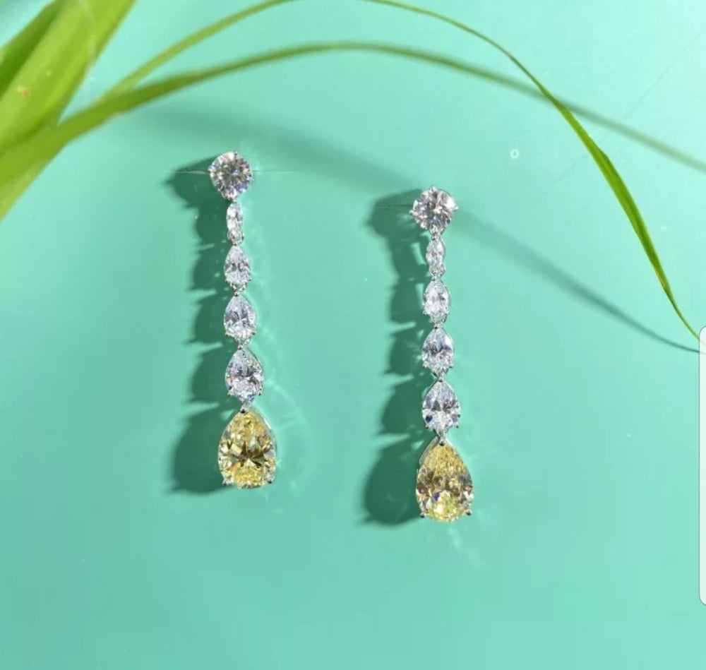 Diamond Veneer Cubic Zirconia sterling silver Canary Earrings