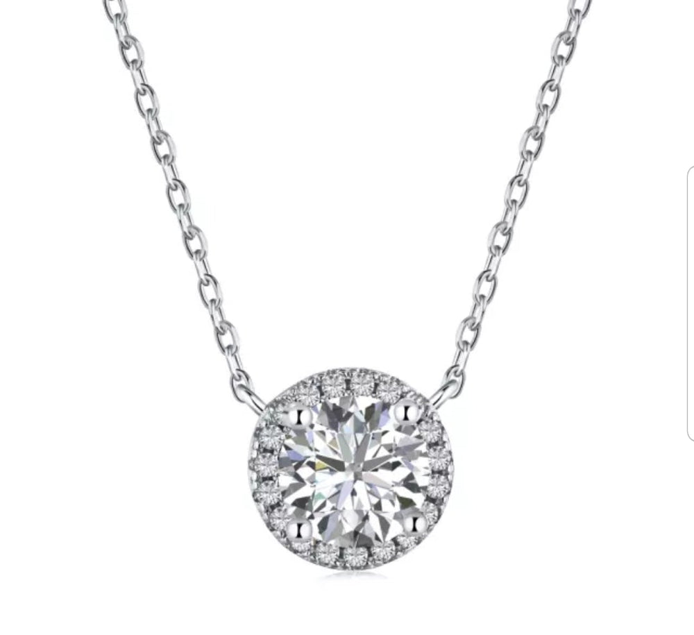 Round Diamond Veneer Cubic Zirconia Sterling Silver Pendant. 635P15708 | DiamondVeneer Fashion