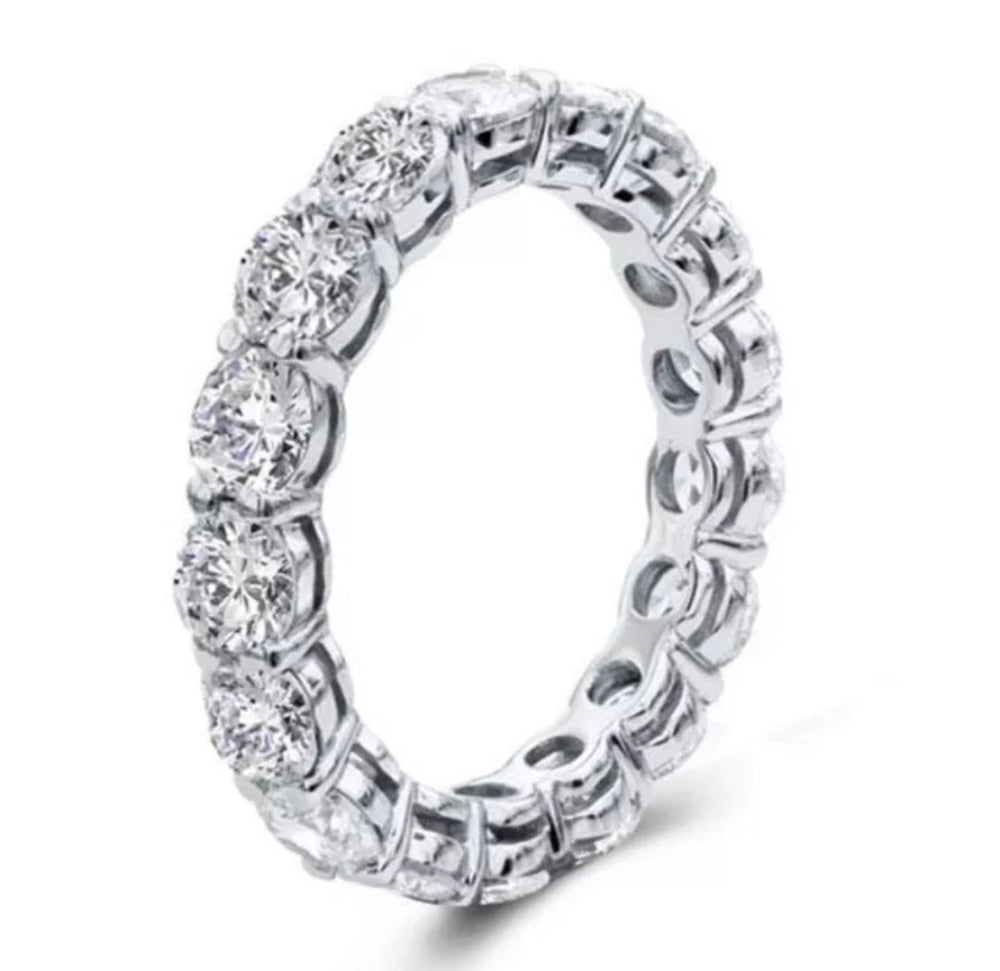 4.5CT TW Round Diamond Veneer Cubic Zirconia 14K Gold Eternity Ring. 635R102KW