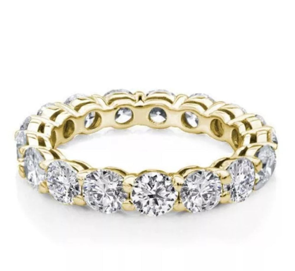 4.5CT TW Round Diamond Veneer Cubic Zirconia 14Ky Gold Eternity Ring. 635R103ky