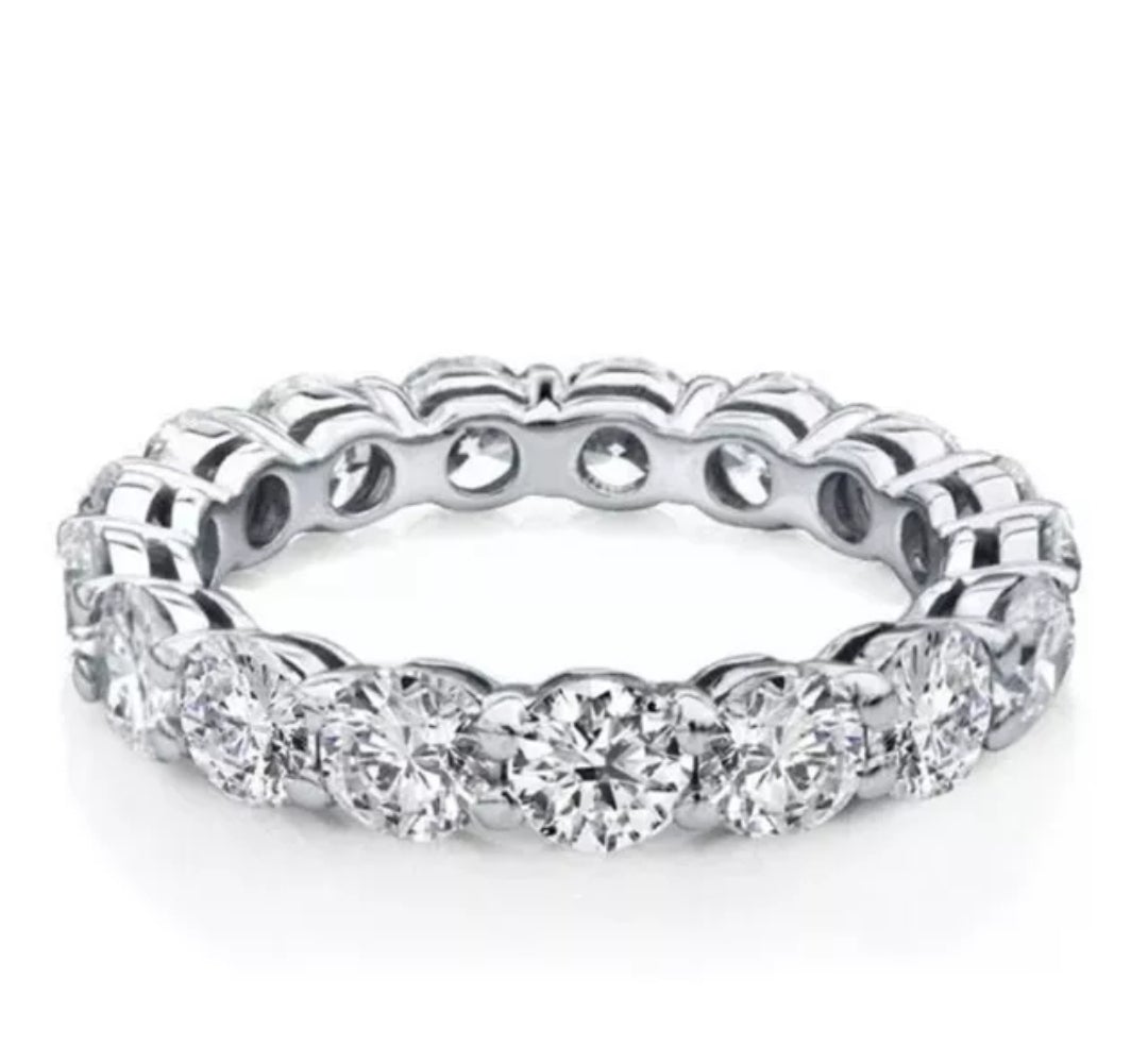 4.5CT TW Round Diamond Veneer Cubic Zirconia Sterling  Silver Eternity Ring. 635R102