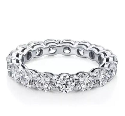 4.5CT TW Round Diamond Veneer Cubic Zirconia Sterling  Silver Eternity Ring. 635R102