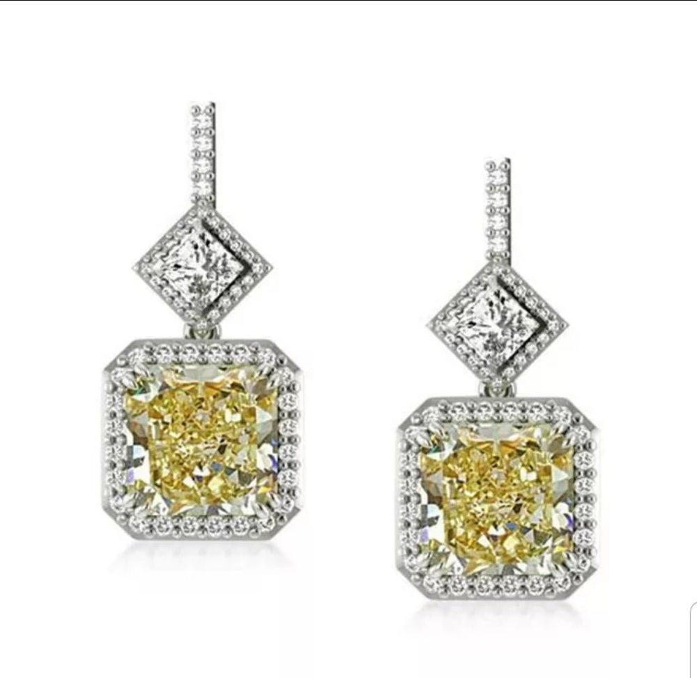 Square Diamond Veneer Cubic Zirconia Geometric Earrings. 800E099 | DiamondVeneer Fashion