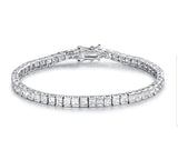 Princess Cut Square Zirconite Cubic Zirconia CZ Tennis Bracelet w/Safety Chain. 698BQcast6