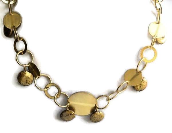Designer links S/S Gold Vermeil w/Coin Pearls Zirconite Necklace.