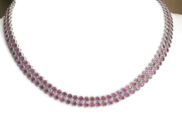 Two rows Zirconite Cubic Zirconia Sterling Silver important Necklace. AN2281 | DiamondVeneer Fashion