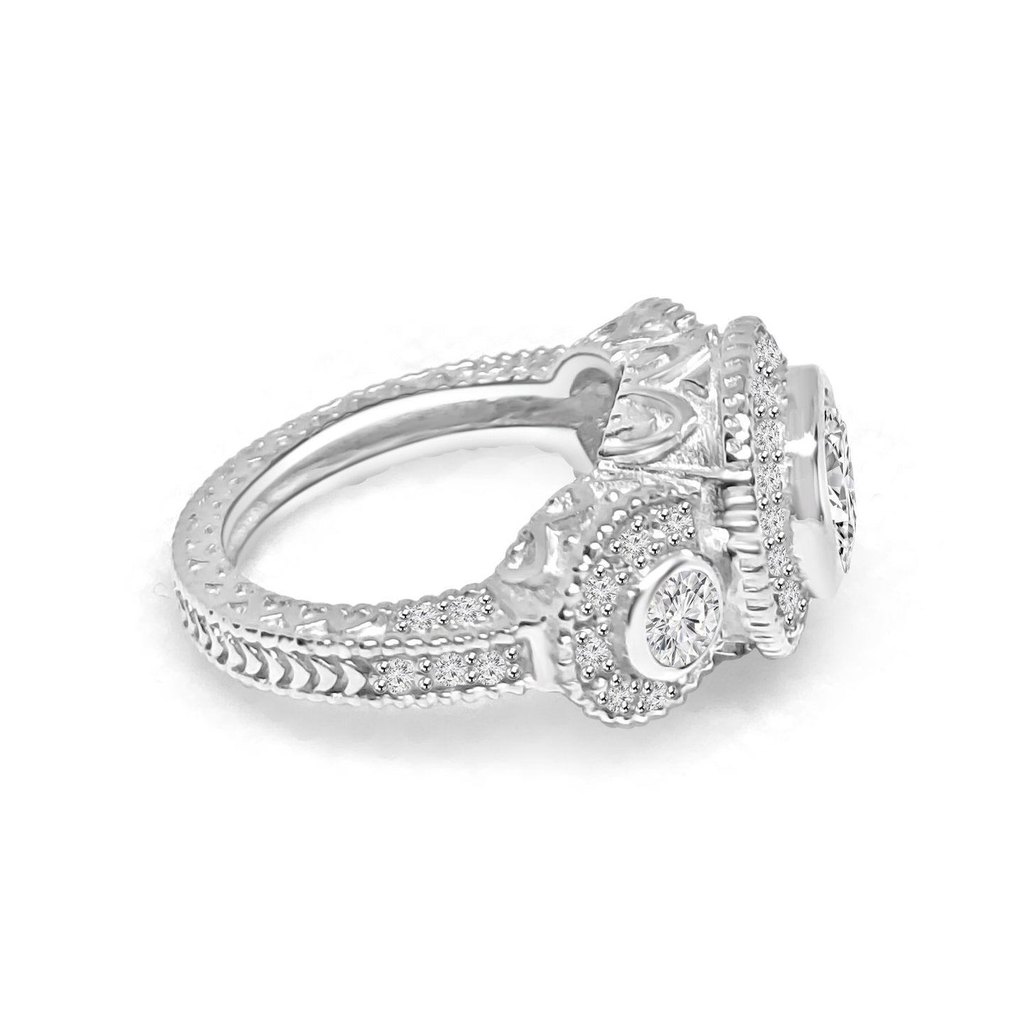 2.5CT Center Radiant Diamond Veneer Cubic Zirconia  Ring. 635R71446 | DiamondVeneer Fashion