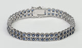 Two rows Zirconite Cubic Zirconia Sterling Silver w/double safety lock Bracelet. AH3559 | DiamondVeneer Fashion
