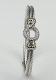 Circle Zirconite Cubic zirconia Pave cable 2-tone Bangle Bracelet. 500B3961 | DiamondVeneer Fashion