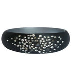 Zirconite Jeweled wide Fashion Charcoal Opaque Bangle Bracelet. 629B81361Coal