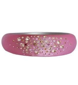 Zirconite Jeweled wide Fashion Pink Opaque Bangle Bracelet. 629B81361