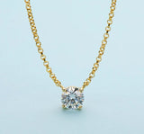 Round Diamond Veneer Cubic Zirconia 14K Gold Solitaire Pendant. 635P100Mk-14K | DiamondVeneer Fashion