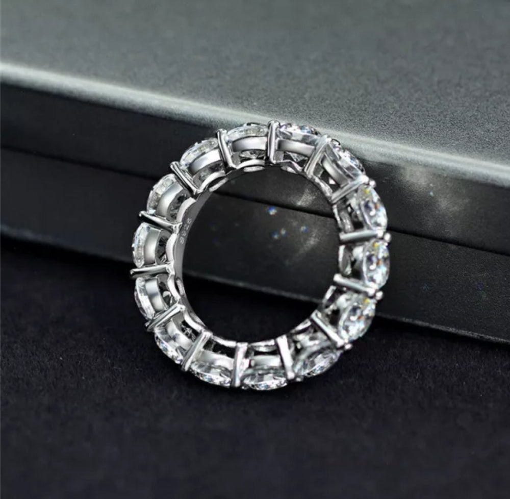 5CT TW Zirconite Cubic Zirconia Sterling Silver all around Eternity band Ring. RC38Color | DiamondVeneer Fashion