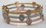 Zirconite set of Three Fashion Multi Color Bangle Bracelets. 657B3411