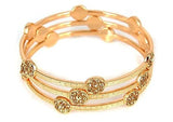Zirconite set of Three Fashion Champaign/Gold Bangle Bracelets. 657B3411