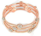 Zirconite set of Three Fashion RoseGold/Clear Bangle Bracelets. 657B3411