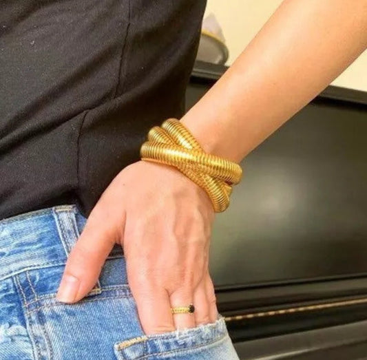 Triple Cobra style Zirconite Bracelet Bangle. 700B768