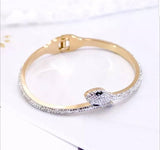 Face-off Snake Crystals Stainless Steel hinged Bangle Bracelet.