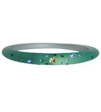 Zirconite Jeweled Fashion green Opaque Bangle Bracelet.