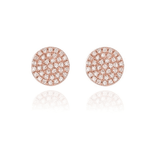 10mm Round disc Zirconite Cubic Zirconia pave' Post RoseGold Earrings. STE710