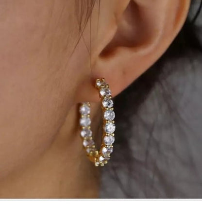 Zirconite Cubic Zirconia Double view bold Hoop Earrings. 698E250 | DiamondVeneer Fashion