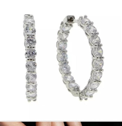 Zirconite Cubic Zirconia Double view bold Hoop Earrings. 698E250 | DiamondVeneer Fashion
