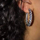 Zirconite Cubic Zirconia Double view bold Hoop Earrings. 698E250 | DiamondVeneer Fashion