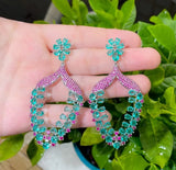 Zirconite Cubic Zirconia long color Earrings. 826E08 | DiamondVeneer Fashion