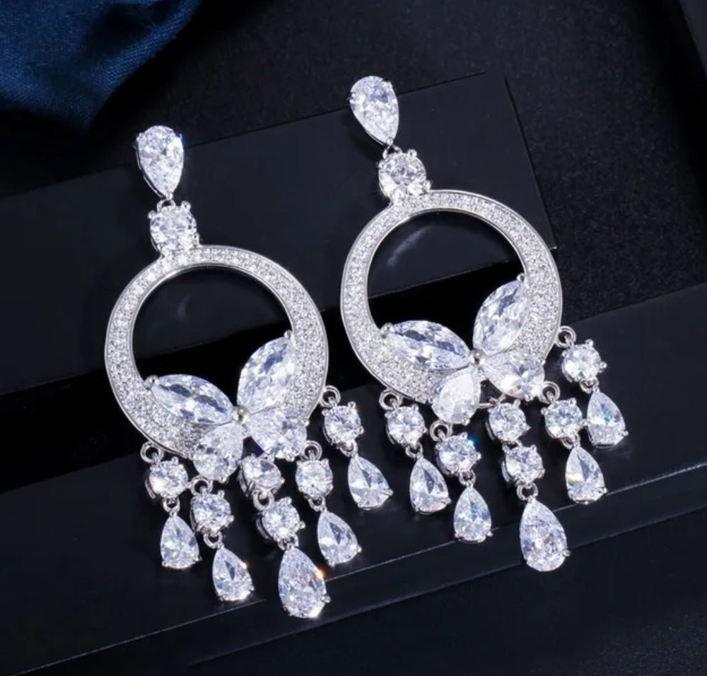 Zirconite Cubic Zirconia Chandeliers Earrings. 826E01 | DiamondVeneer Fashion