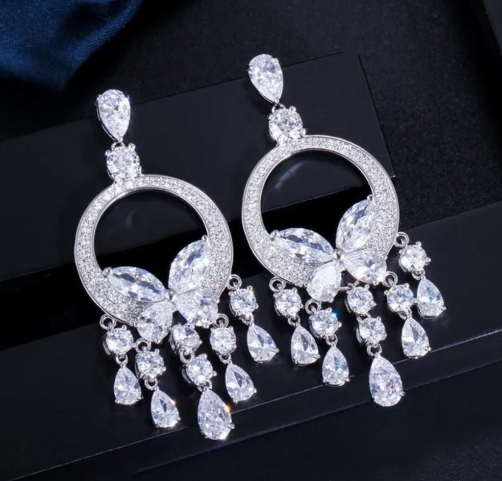 Zirconite Cubic Zirconia Chandeliers Earrings. 826E01 DiamondVeneer Fashion