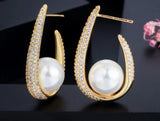 Zirconite Cubic Zirconia & Pearl Hoop Earrings. 826E09 | DiamondVeneer Fashion