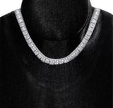 Princess Cut Square Zirconite Cubic Zirconia Sterling Silver CZ Tennis Necklace. 602N50010 | DiamondVeneer Fashion