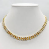 Zirconite Cubic Zirconia pave 8mm Curved Link Gold Necklace. 818N