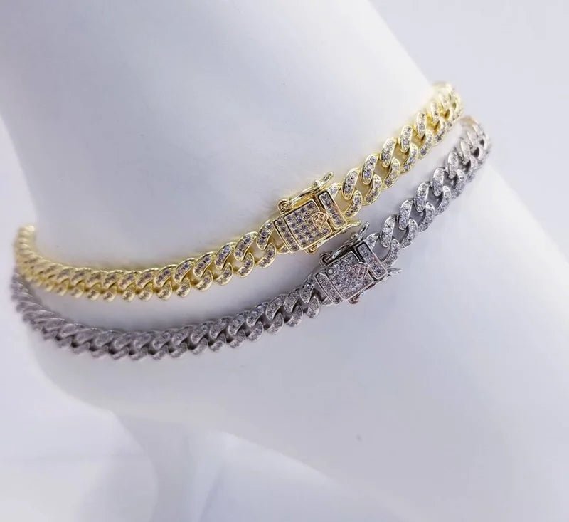 Zirconite Cubic Zirconia pave 6mm Curved Link Bracelet. 818B