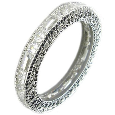 Art Deco cubic zirconia filigree eternity band ring in sterling silver, main view, 501R23516
