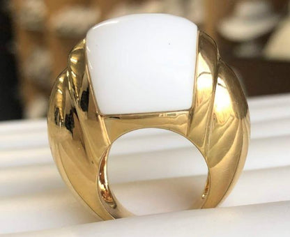 Art Deco resin-top cocktail ring in gold tone, alternate view, 501R9W194