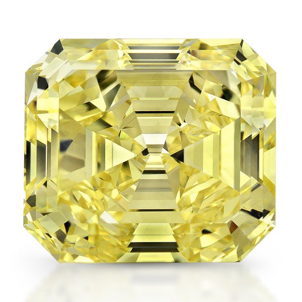 Asscher-cut Diamond Veneer cubic zirconia loose stone, canary yellow stone